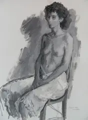 - Seated Woman- by Raphael Soyer, oil on paper, offered Oct 2018