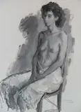 Raphael Soyer, - Seated Woman-, oil on paper