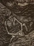 Albert Abramovitz, - ''Drowning''- wood, engraving