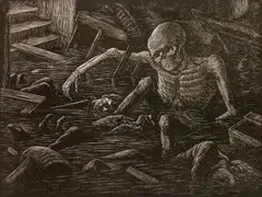 - ''Flood''- wood by Albert Abramovitz, engraving, offered Oct 2018