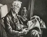 - ''Old Man Reading'' (Fath 44)- by Thomas Hart Benton, lithograph on wove paper, 1941, offered Oct 2018