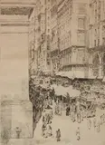 Childe Hassam, - ''Fifth Avenue, Noon'' (Cortissoz 77)-, etching, 1916