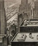 Armin Landeck, - ''Manhattan Vista'' (Kraeft 47)-, drypoint, 1934