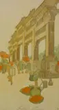 Bertha Lum, - ''Street Scene - Wei Hai Wei''-, woodcut in color, 1922