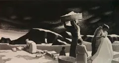 J. Jay McVicker, - ''Tropical Washday''-, etching and aquatint on wove paper, 1946
