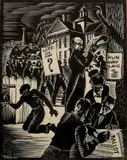 Charles Turzak, - ''The Question''-, woodcut, ca. 1952
