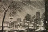 James Swann, - ''Rainy Night'' (Czestochowski 194)-, drypoint, 1951