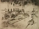 Anton Schütz, - ''Cleveland Steel Mills''-, etching, 1927
