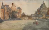 Paul B. Travis, - ''Le Chateau, Charge''-, watercolor and graphite on paper, 1919