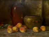 Adam Lehr, - Brass Vase and Peaches-