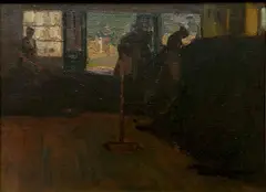 Henry Keller, - ''Girls in A Net Loft''-, oil on panel