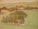Ora Coltman, - ''Countryside - Ilse of Wright''-, watercolor on paper, 1901