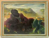 Paul B. Travis, - ''John Contemplating''-, oil on masonite, 1937