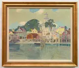 Ora Coltman, - Harbor Scene-, oil on canvas