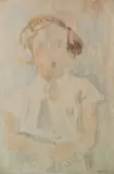 William Sommer, - Portrait of A Girl-, watercolor and pen and ink on paper
