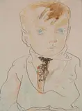 William Sommer, - Boy in Tie-, watercolor and pen and ink on paper