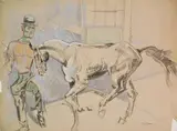 William Sommer, - Horse and Trainer-, mixed media on illustration board, estate