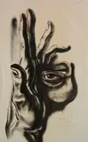 Paul B. Travis, - ''Study of Eye and Hand''-, watercolor on paper, 1934