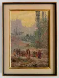 William C. Grauer, - Figures in A Landscape-, oil on panel