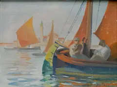 John Csosz, - Venetian Scene-, oil on canvasboard
