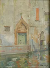 John Csosz, - Venetian Scene-, oil on canvasboard