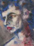 James Johnson, - Man's Portrait-, watercolor on paper