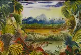 Paul B. Travis, - African Landscape-, watercolor on paper, 1963