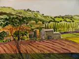 Algesa O'Sickey, - Fields in France-, watercolor on paper, 1981