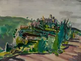 Algesa O'Sickey, - "Morning at Oppede Le Vieux, Provence"-, watercolor on paper, 1981
