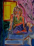 Sid Rheuban, - ''Lady At Window''-, acrylic on canvas, very good condition