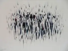 Sawat Tantisuk, - Group Dancing-, oil on canvas
