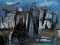 - Untitled (Abstract)- by Dwight E. Dates, oil on canvas, offered Oct 2018