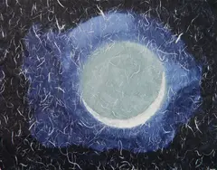 Sarah Brayer, - ''Crescent Glow''-, silkscreen on chine colle, 2017