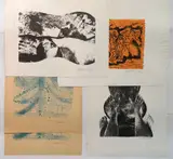 Hilliard Dean, - ''At Right Angle'' and Untitled (4)- 1, woodcut and 4 lithographs, all