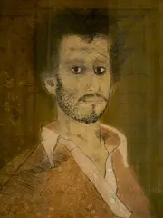 Tomas Lasansky, - ''Portrait at 21''-, etching and aquatint in colors