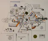 Saul Steinberg, - ''Via Air Mail''-, lithograph in color, with collage, 1970
