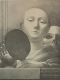 George Tooker, - ''Mirror''-, lithograph, 1978