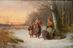- The Faggot Gatherers- by Eugene Courteille, oil on canvas, offered Sep 2018