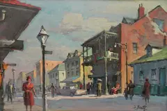 Frank Beatty, - ''New Orleans street''-, oil on panel