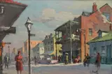Frank Beatty, - ''New Orleans street''-, oil on panel