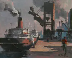 Frank Beatty, - ''Royal St. Off Dumaine, New Orleans-, oil on canvasboard, 1966