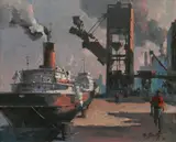 Frank Beatty, - ''Royal St. Off Dumaine, New Orleans-, oil on canvasboard, 1966