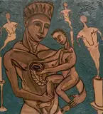 Scott Miller, - Untitled (Man and Child)-, oil on canvas, 1985