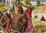 - ''Native Village''- by Paul B. Travis, watercolor on paper, 1930, offered Sep 2018