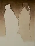 R. C. Gorman, - Two Navajo Women-, etching