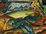 - ''African Fish''- by Paul B. Travis, watercolor on paper, 1948, offered Sep 2018