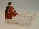 R. C. Gorman, - Seated Woman-, lithograph in color