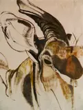 - ''Study of African Kudu''- by Paul B. Travis, oil pastel (or drybrush watercolor), 1931, offered Sep 2018