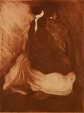 R. C. Gorman, - Seated Navajo Woman-, etching, 1977
