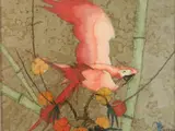 Stark Davis, - Red Parrot-, oil on board